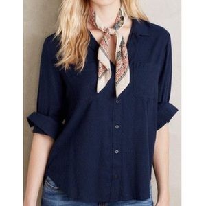 Cloth & Stone Navy Button Down Shirt Size XS